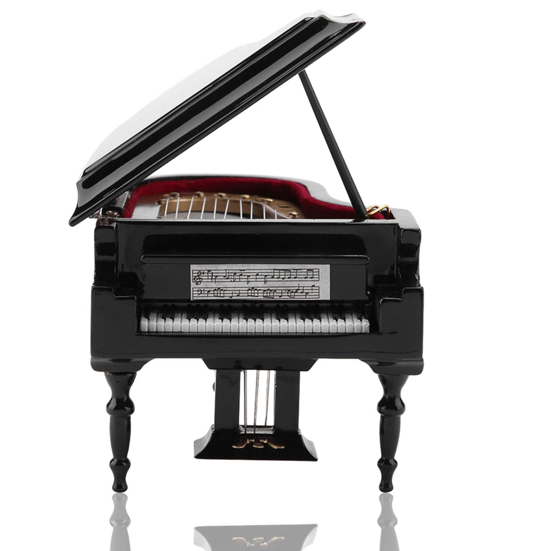 Miniatur-Klaviermodell, hölzernes Mini-Klaviermodell mit Bank und schwarzem Gehäusemusikgeschenk für