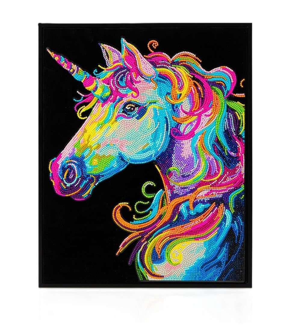 DIAMOND DOTZ 2594358 Original 5D Diamond Painting Set, Neon Einhorn, mit Neonfarben und Samt, DIY Di