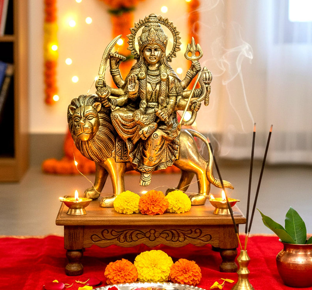 eSplanade Brass Maa Durga/MATA Rani Idol, Statue, moorti, murti for Home Mandir and Home Decor (8.5