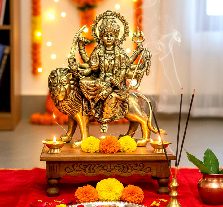 eSplanade Brass Maa Durga/MATA Rani Idol, Statue, moorti, murti for Home Mandir and Home Decor (8.5