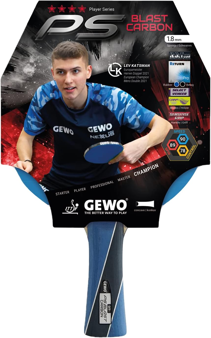 GEWO PS Blast Carbon Tischtennisschläger - ITTF genehmigter Profi-Tischtennisschläger, Carbon-Schläg