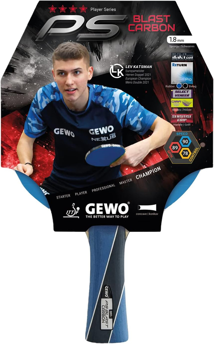 GEWO PS Blast Carbon Tischtennisschläger - ITTF genehmigter Profi-Tischtennisschläger, Carbon-Schläg