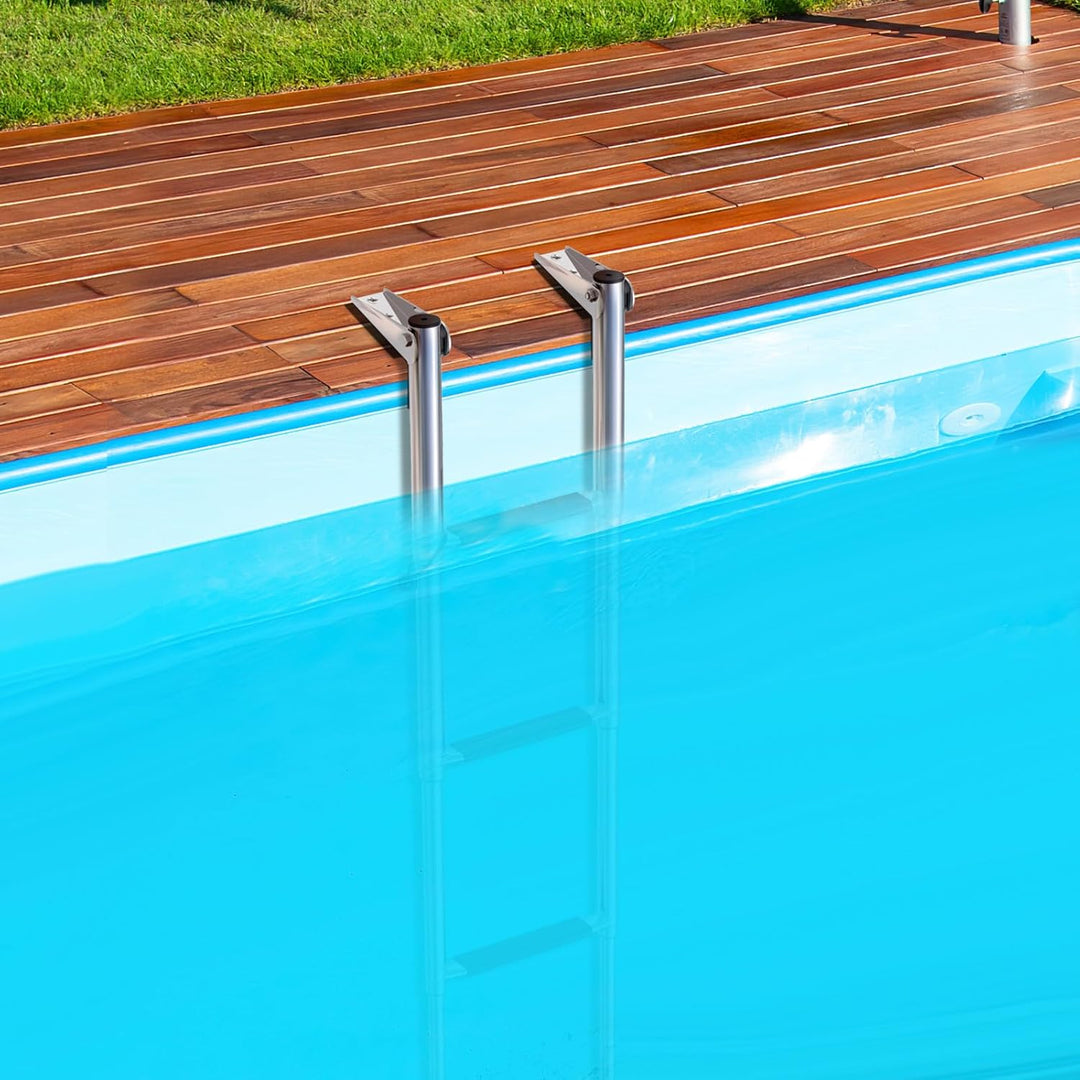 GOPLUS Poolleiter Edelstahl, Bootleiter klappbar mit 4 Stufen und Antirutschpads, Schwimmbadleiter T