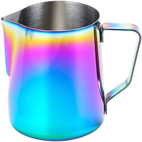 POEFT 350ML Edelstahl Milchschäumkrug überzogen, Espressomilchschaumkrug Kaffeekanne, Latte Art Cup