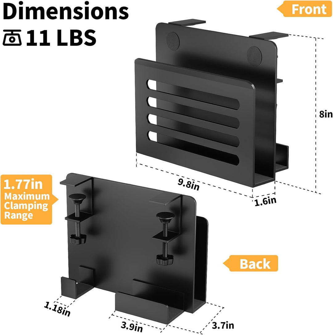 ROLIZOE Schreibtisch Seitenaufbewahrung mit Häkchen Laptop Ständer Metall Rutschfest Unter Schreibti