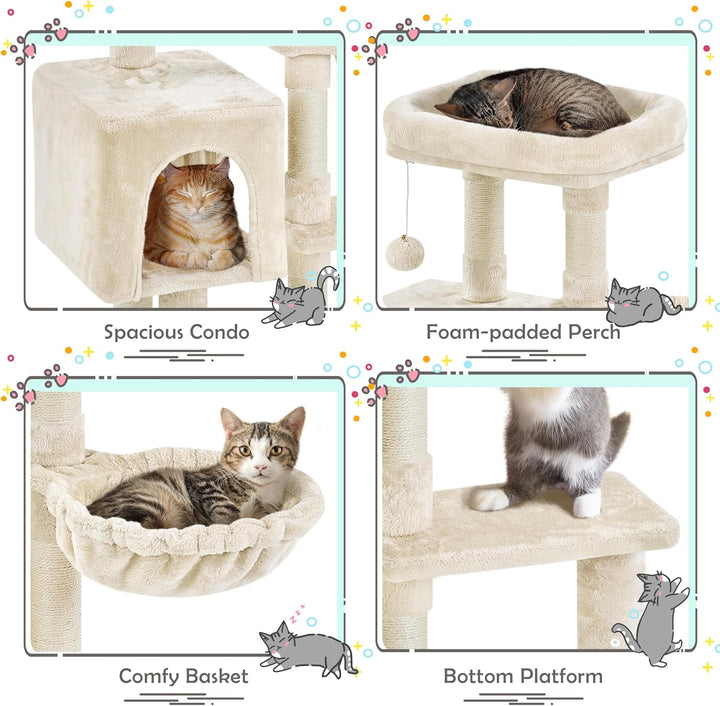 Yaheetech Kratzbaum 96 cm hoch Katzenbaum Kletterbaum für Katzen, mit Sisal Plüsch Katzenhöhle und K