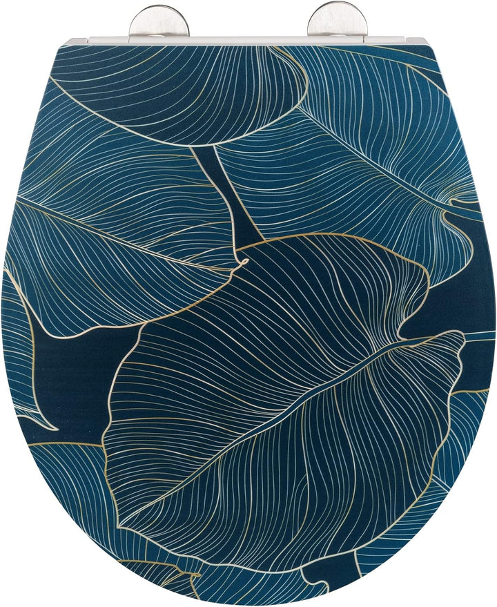 WENKO WC-Sitz Big Leaves, robuster Toilettensitz aus antibakteriellem Duroplast mit Absenkautomatik
