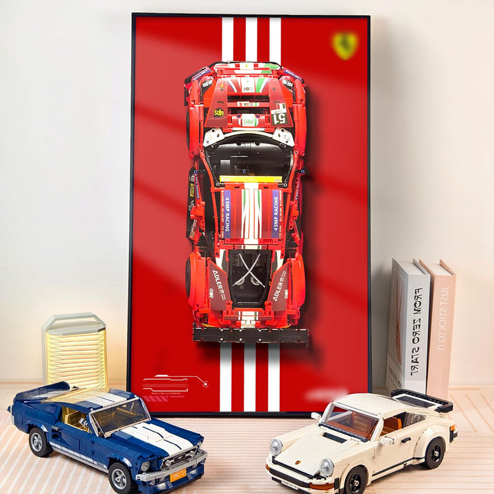 Display-Wand für Ferrari 488 GTE Rennwagen Modell 42125 Premium Wandmontierbar Für Lego Technic Form