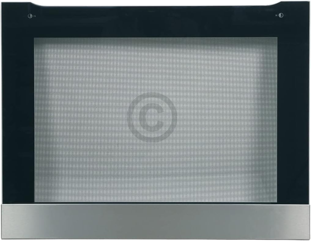 ensipart Aussenfenster für Backofentüre 595x470 mm Frontfenster mit scharzem Rahmen und Edelstahlble