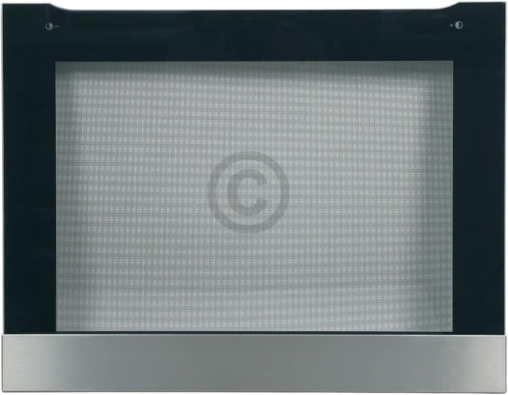 ensipart Aussenfenster für Backofentüre 595x470 mm Frontfenster mit scharzem Rahmen und Edelstahlble