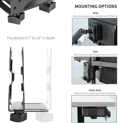 VIVO Verstellbare Thin Client Mini-PC-Halterung, CPU-VESA-Untertisch- und Monitorarm, Computerhalter