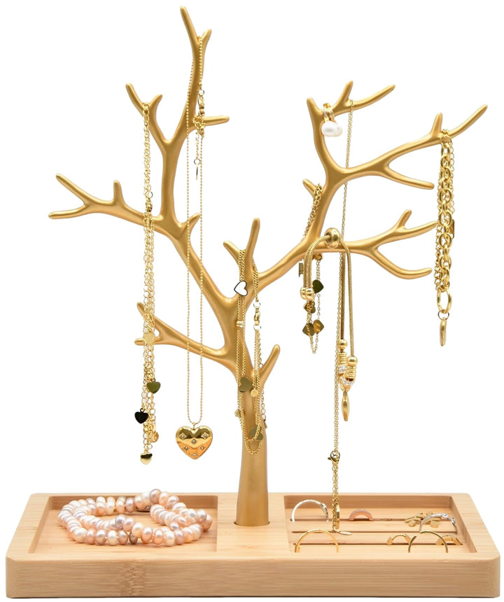 Schmuckbaum Weiss Gold, Schmuckhalter Weiss, Schmuckständer Schwarz, Schmuckaufbewahrung Rose Gold W