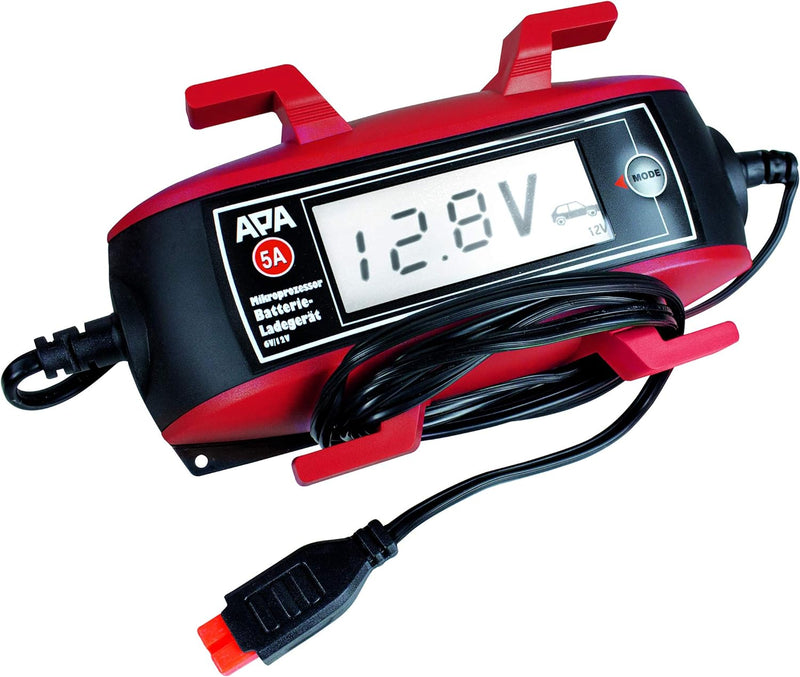 APA 16633 Mikroprozessor Batterie-Ladegerät, 9-stufig, Kabelaufroller, Ladeerhaltungsfunktion, 6/12