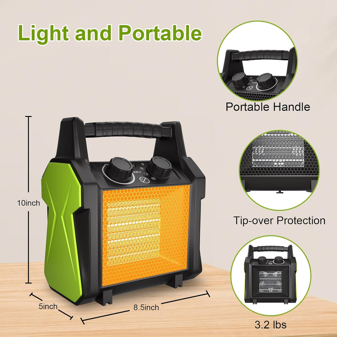 GARDTECH Heizgeräte,Quadratische Elektro Heizlüfter mit Kaltluftfunktion, verstellbarem Luftstrom, T