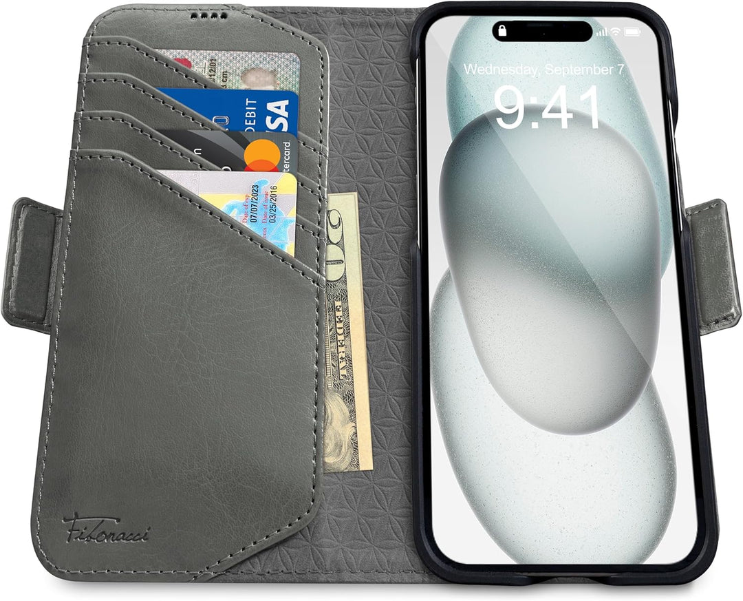 Dreem Fibonacci iPhone 15 Plus Brieftaschen-Etui / 2-in-1 stossfestes Etui und abnehmbares Folio aus