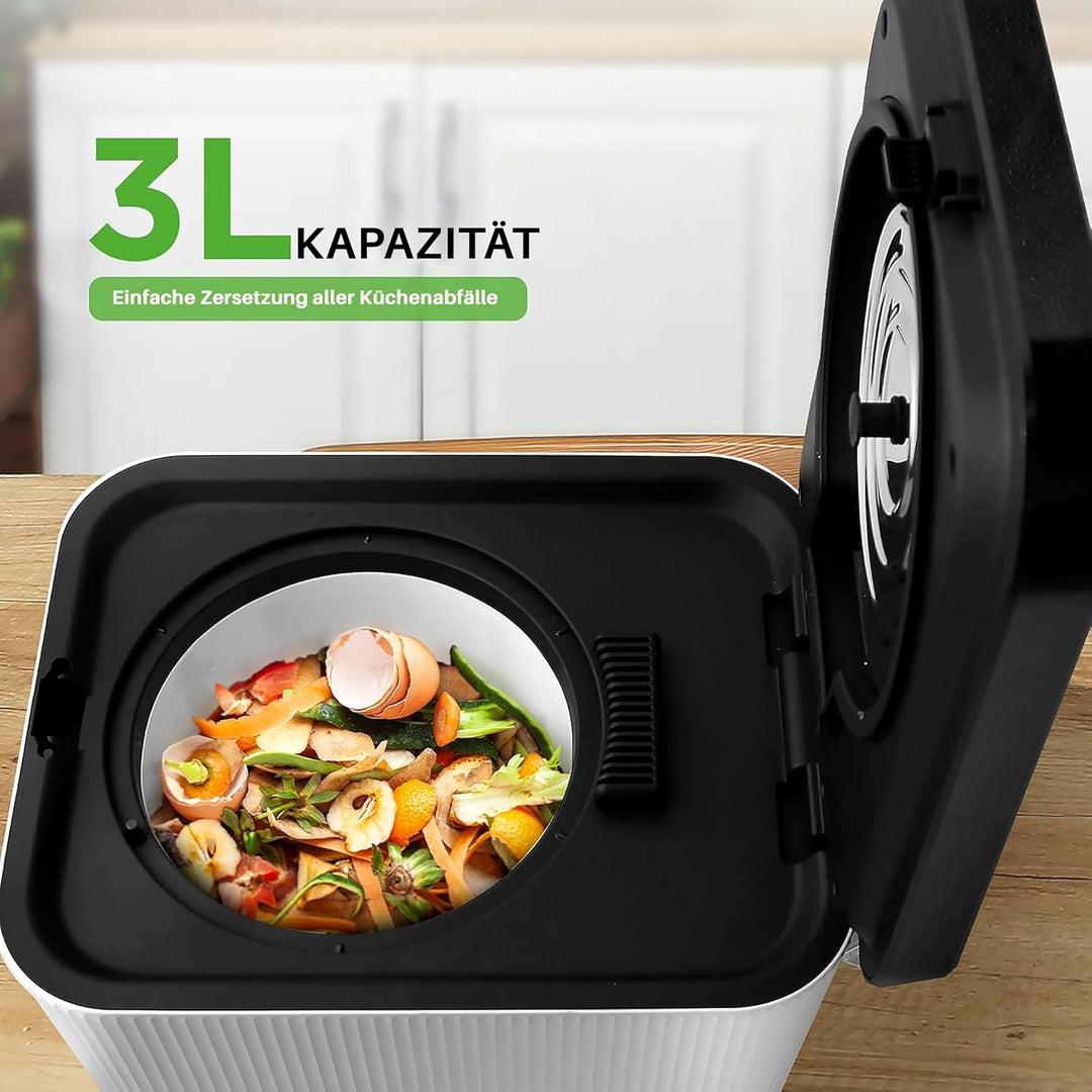 Nutrichef Elektrischer Komposter, 3L- Biomülleimer Küche, Komposteimer- Für Organisches Material & L