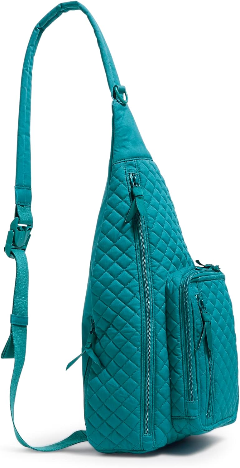 Vera Bradley Damen Iconic Sling Backpack, Signature Cotton Schlingenrucksack Forever Green - Recycel