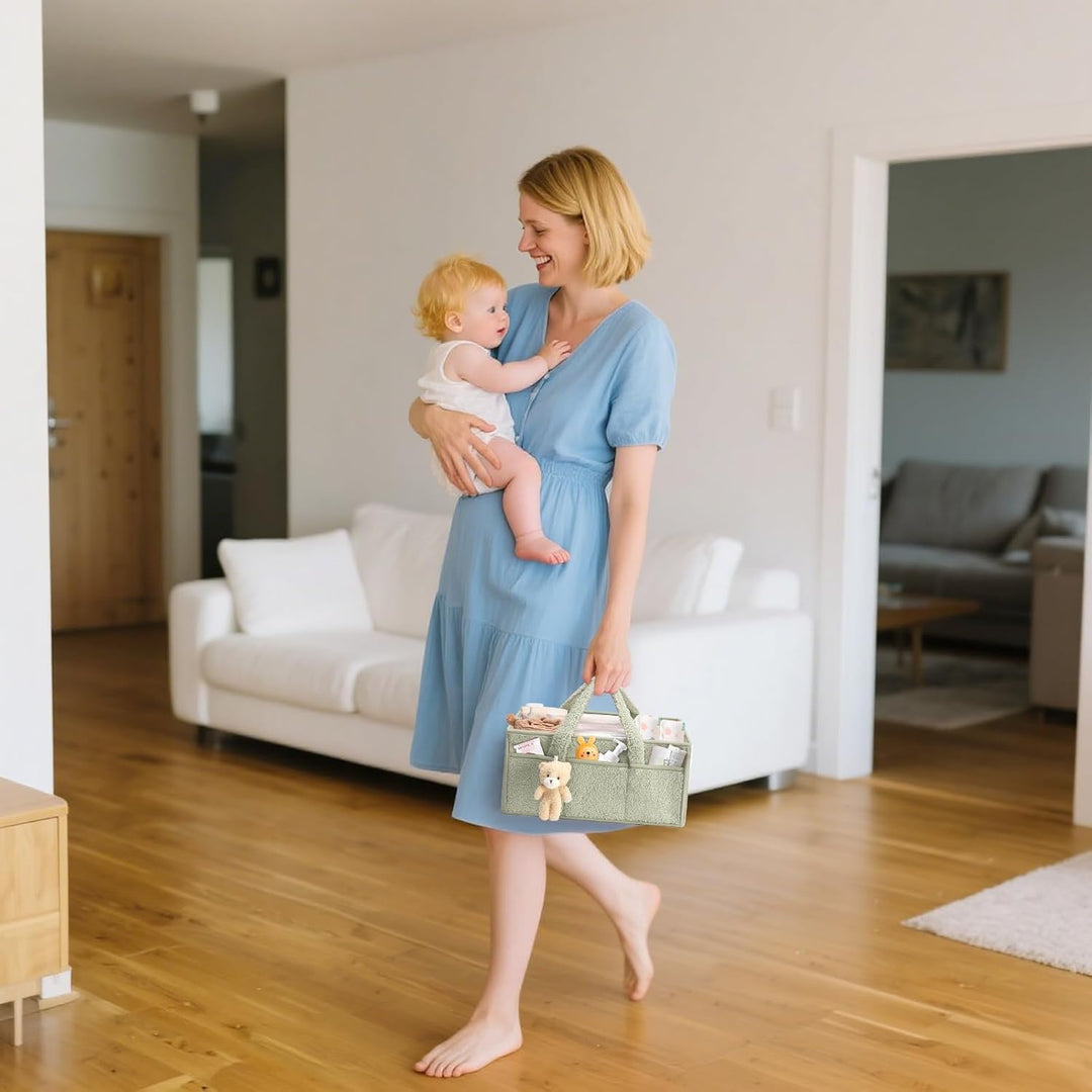Baby Wickeltasche Organizer，Baby-Windel-Caddy Organizer für Wickeltisch，Multifunktional Tragbar Wick