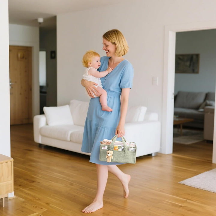 Baby Wickeltasche Organizer，Baby-Windel-Caddy Organizer für Wickeltisch，Multifunktional Tragbar Wick