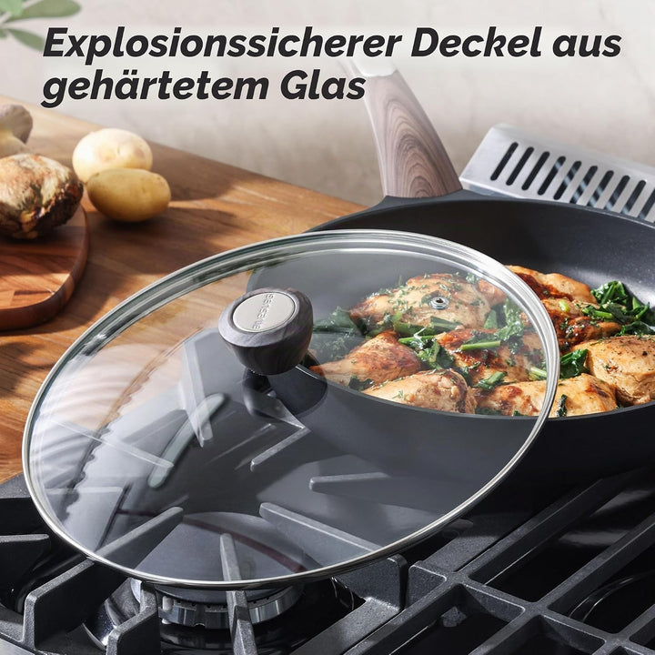 SENSARTE Antihaft Bratpfanne mit Deckel 24cm Antihaft-Eierpfanne Omelettpfanne, Gesunde Küche Kochen