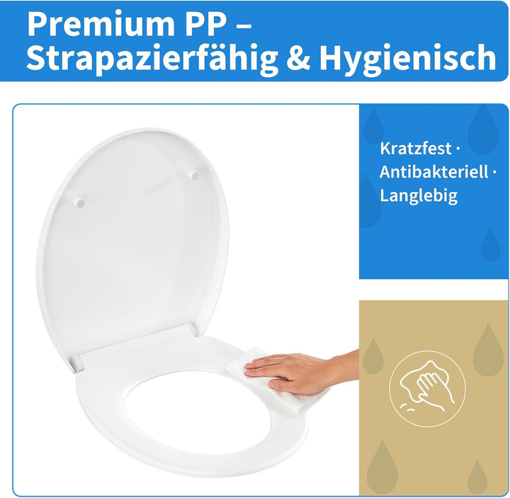 TROPOW Toilettendeckel mit Absenkautomatik,Antibakterieller WC Sitz,Quick-Release-Funktion,Passend f