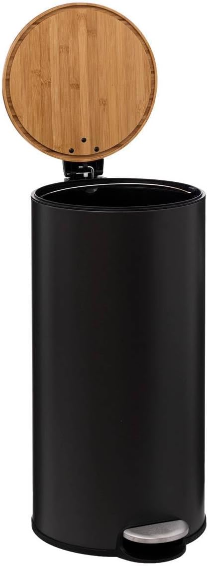 5five - mülleimer mit bambusdeckel 30l "modern color" schwarz cm Schwarz, cm Schwarz