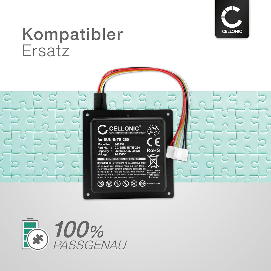 CELLONIC, Lautsprecherakku kompatibel mit JBL PartyBox 100 (2600mAh, 14.4v) Ersatzakku SUN-INTE-260