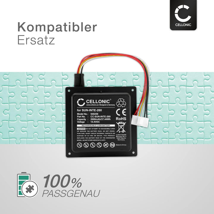 CELLONIC, Lautsprecherakku kompatibel mit JBL PartyBox 100 (2600mAh, 14.4v) Ersatzakku SUN-INTE-260