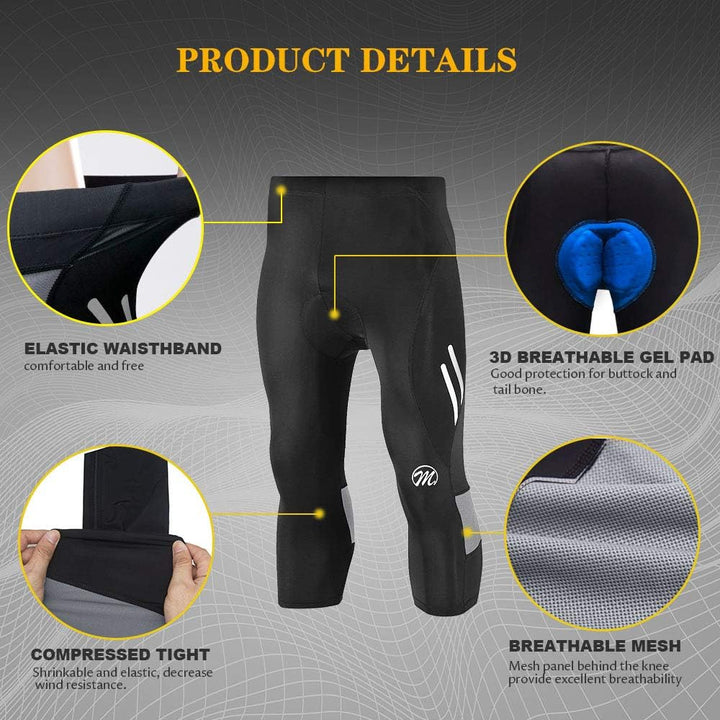 MEETWEE Herren 3/4 Radhose Fahrradhose, Kompression Radlerhose Leggings Radsport Hose für Männer Ela