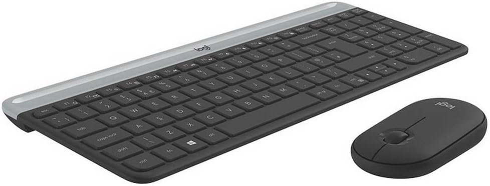 Logitech MK470 Slim Combo Kabelloses Tastatur-Maus-Set, 2.4 GHz Verbindung via Nano-USB-Empfänger, 1