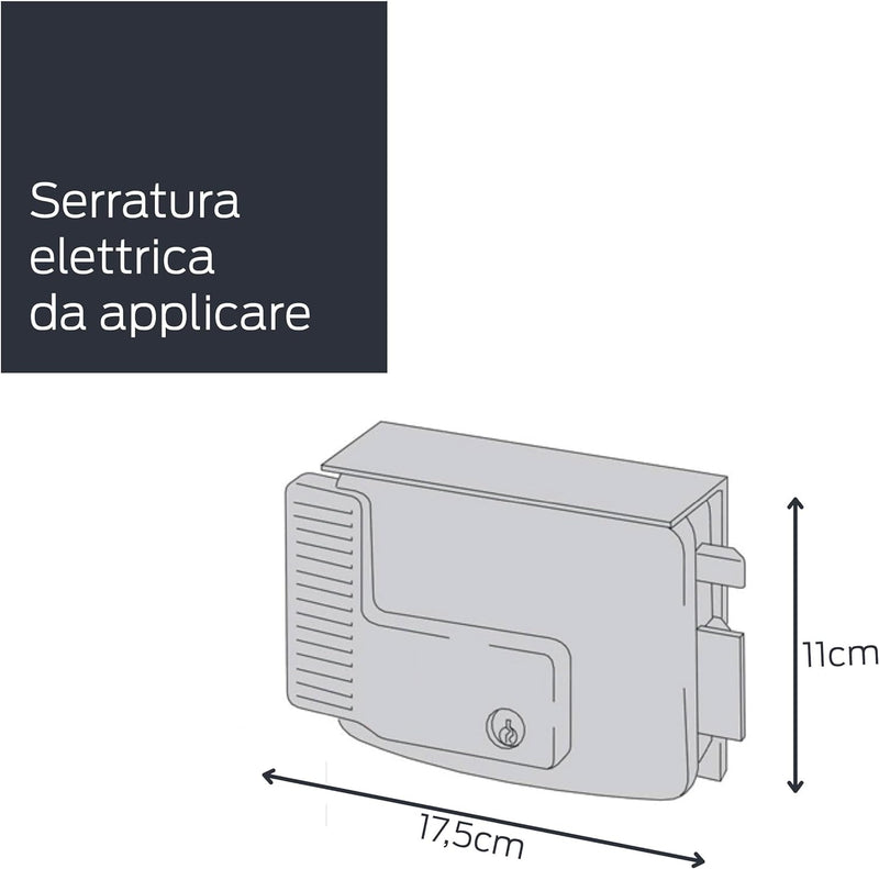 Cisa Elektronisches Schloss, 12 V, verzinkt, silber, 11721501, 12V Entrata 50 Rechtshänder ohne Tast