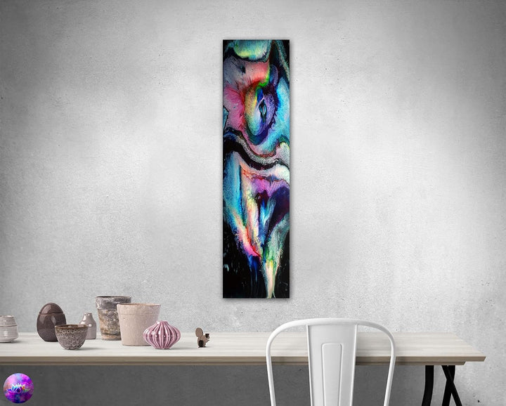 Bild auf Metall - 25 cm x 100 cm Moderne Kunst abstrakt - Kunstdruck auf leuchtend glänzenden Alumin
