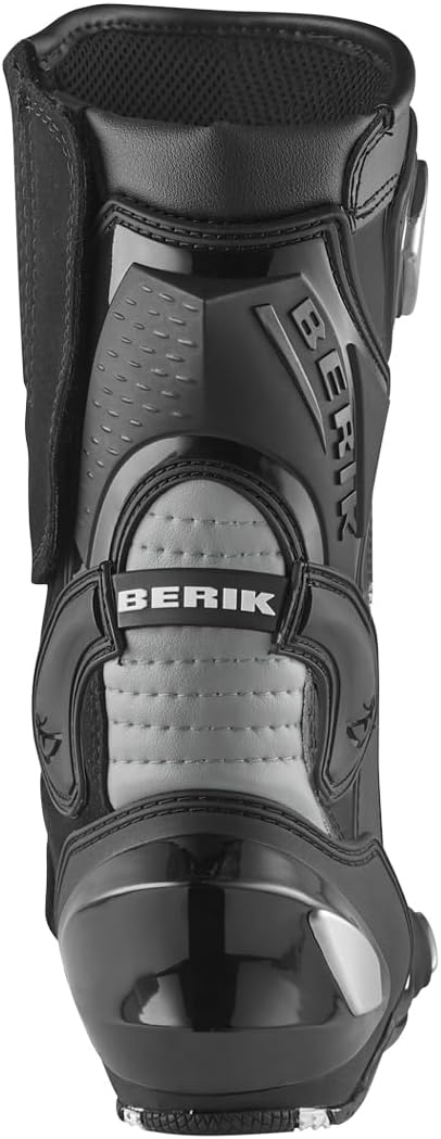 Berik Race-X EVO Motorradstiefel 45 EU Schwarz Weiss Grau, 45 EU Schwarz Weiß Grau