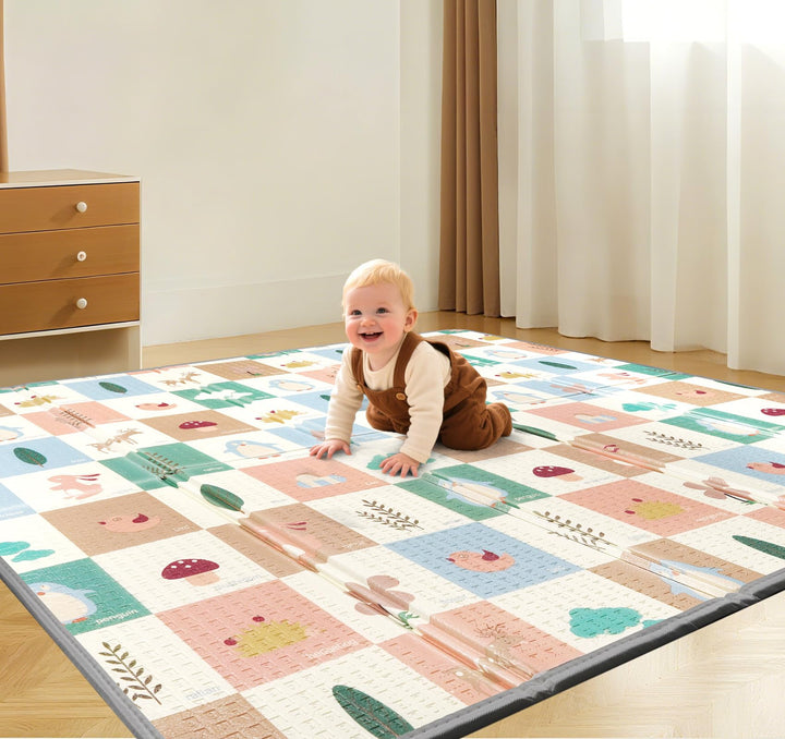 Krabbelmatte Baby 180x200cm, Faltbare Spielmatte mit Weicher Dämpfender Isolierung, Wasserfeste & ru