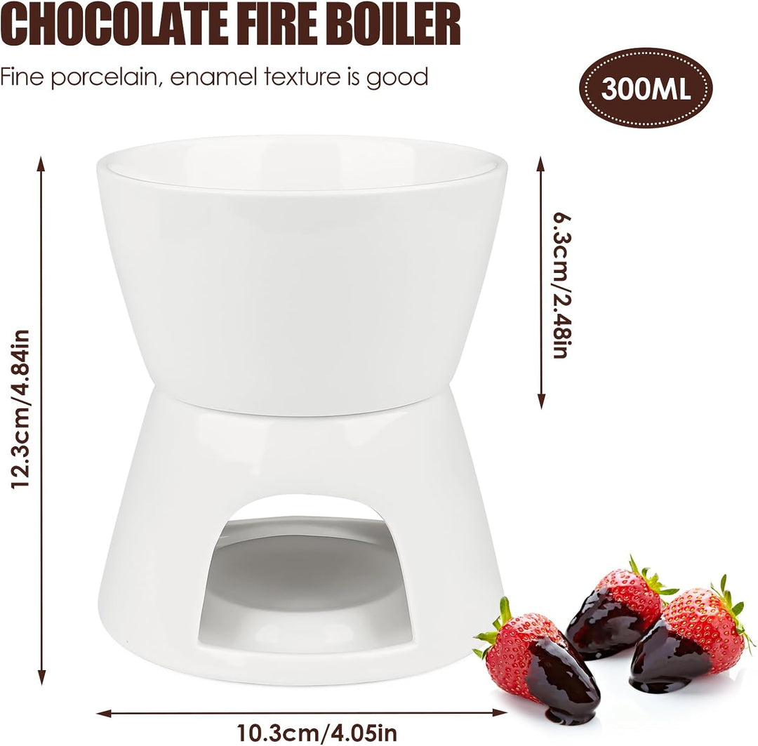 Schoko Fondueset Keramik Mini Schokofondue Käsefondue Fondue Set Topf Kerze Gabel Keramik Schokofond