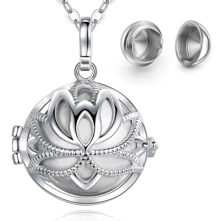 EUDORA Harmony Ball Asche Urnen Kette für Damen, Einäscherung Schmuck Silber Verkupfert Memorial Urn