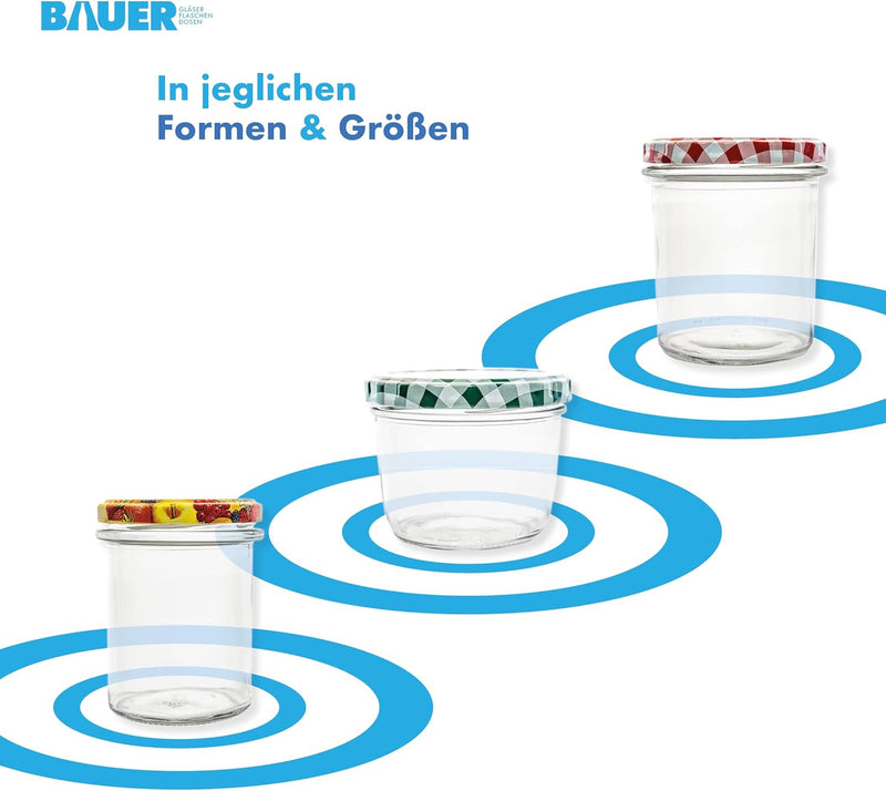 flaschenbauer.de 24er Set Sturzgläser 214 ml inkl. silberne Twist Off Deckel TO66 zum Einmachen von