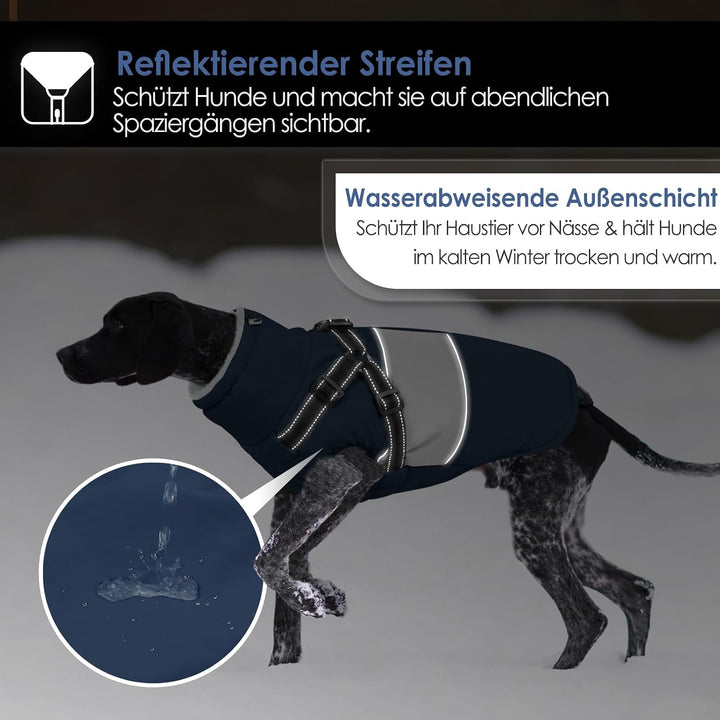 AOFITEE Hundemantel Winter, Wasserdicht Warme Hundejacke Wintermantel für Grosse Hunde, Reflektieren