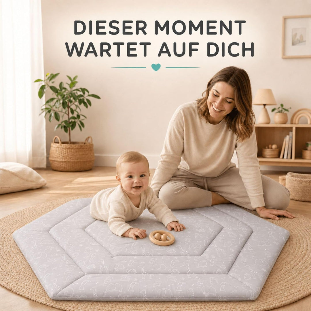 Fillikid Einlage Laufstall 6-eckig Exklusiv | Krabbeldecke Laufgitter 124 cm | Schutzeinlage Laufgit