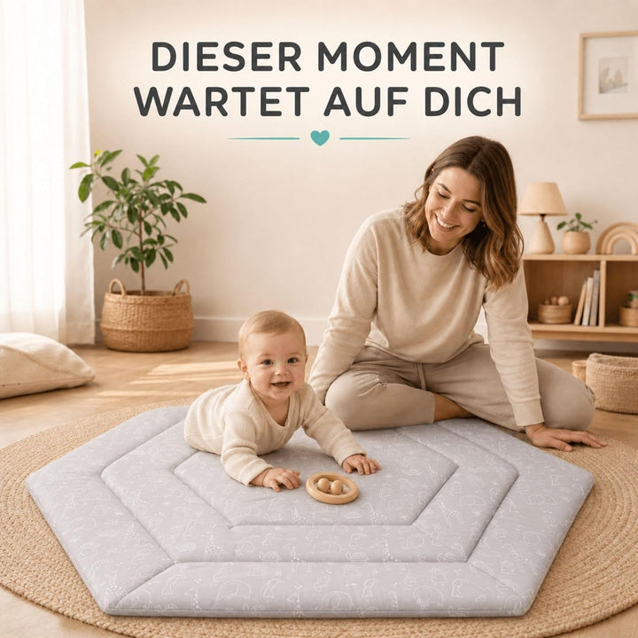 Fillikid Einlage Laufstall 6-eckig Exklusiv | Krabbeldecke Laufgitter 124 cm | Schutzeinlage Laufgit