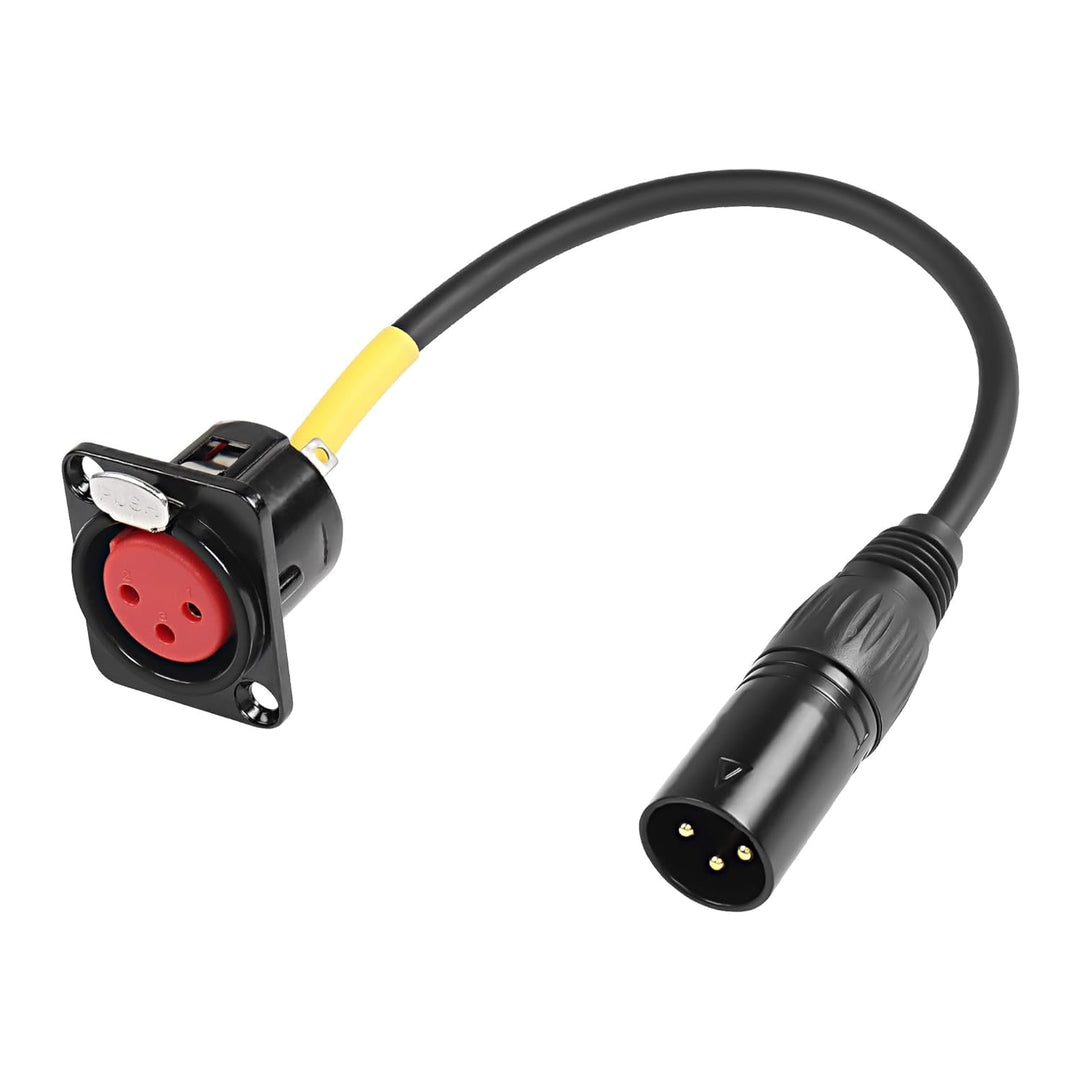 XMSJSIY D-Typ XLR Buchse Panel Mount auf XLR Stecker Pass durch Kabel, 3-Pin Mic Feed/Pass Thru Conv