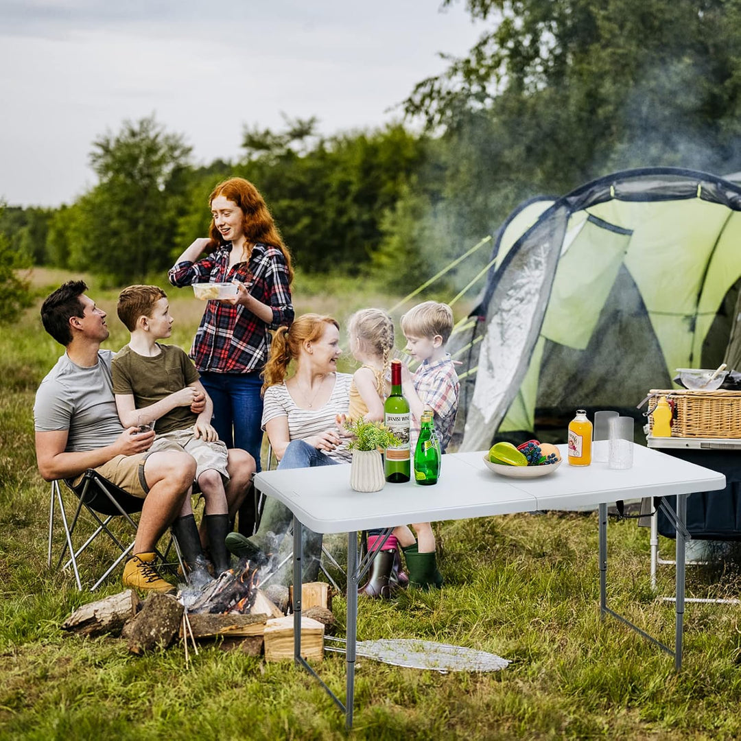 KOMFOTTEU Campingtisch klappbar, Klapptisch Höhenverstellbar, Gartentisch mit Griff bis 150 kg, Balk