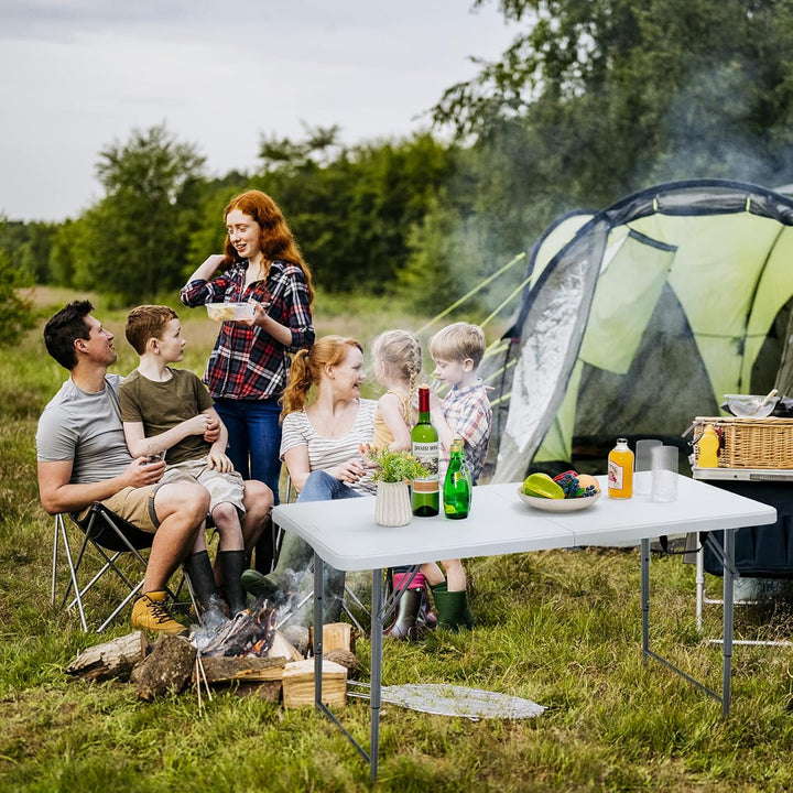 KOMFOTTEU Campingtisch klappbar, Klapptisch Höhenverstellbar, Gartentisch mit Griff bis 150 kg, Balk