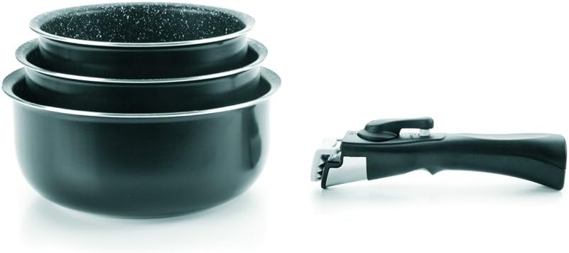 IBILI - Kochtopfset mit 3 Teilen und herausnehmbarem Griff, 16, 18, 20 cm, Anti-Haft-Beschichtung im