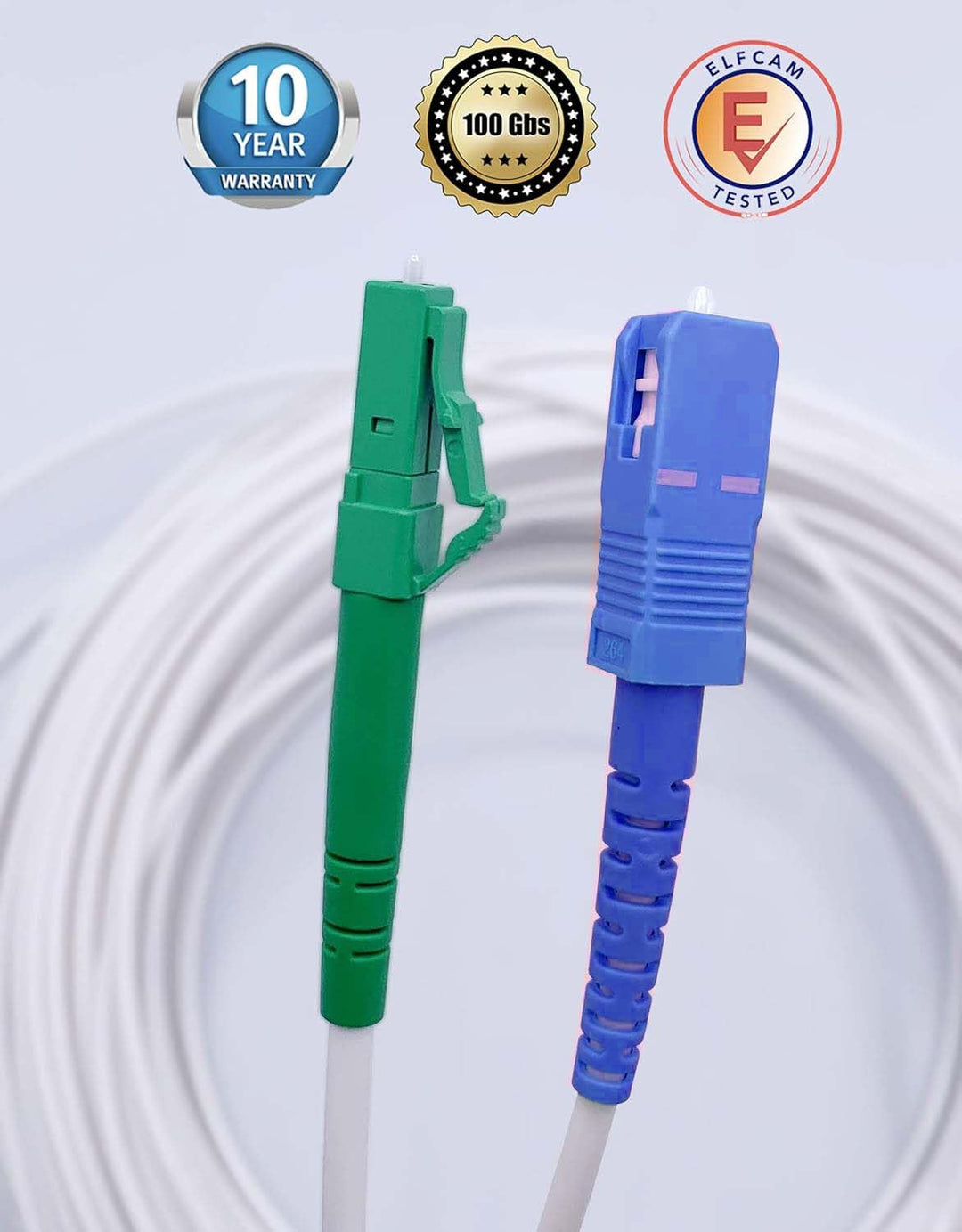 ElfcamⓇ - 35m Glasfaser-Kabel LC/APC auf SC/UPC Stecker, Simplex Singlemode 9/125μm OS2 LWL Patchkab