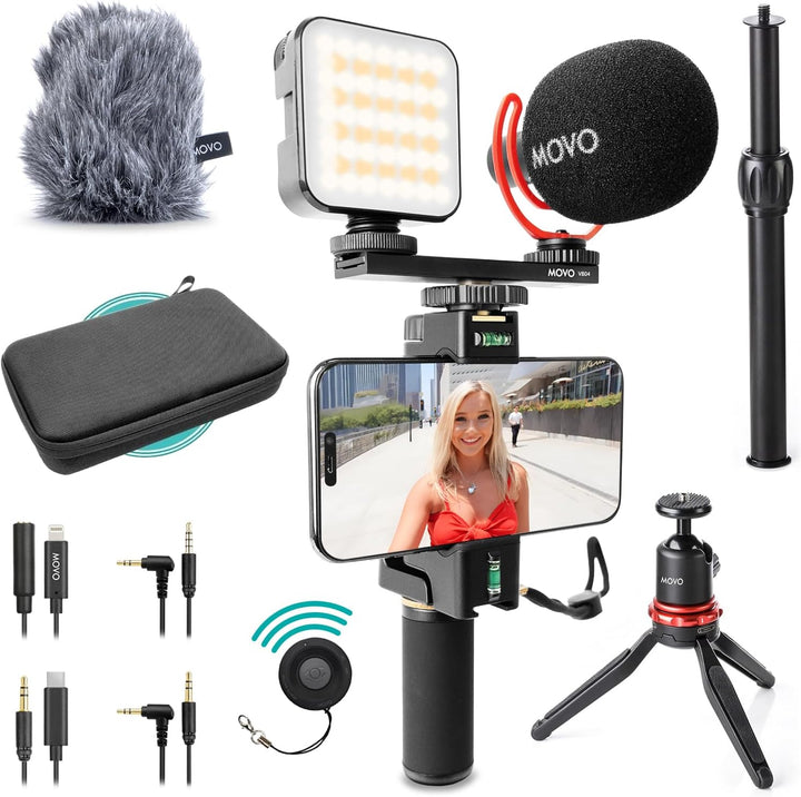 Movo iVlogger-PRO Vlogging-Kit für iPhone/Android – YouTube-Starter-Kit für Content Creator – Zubehö