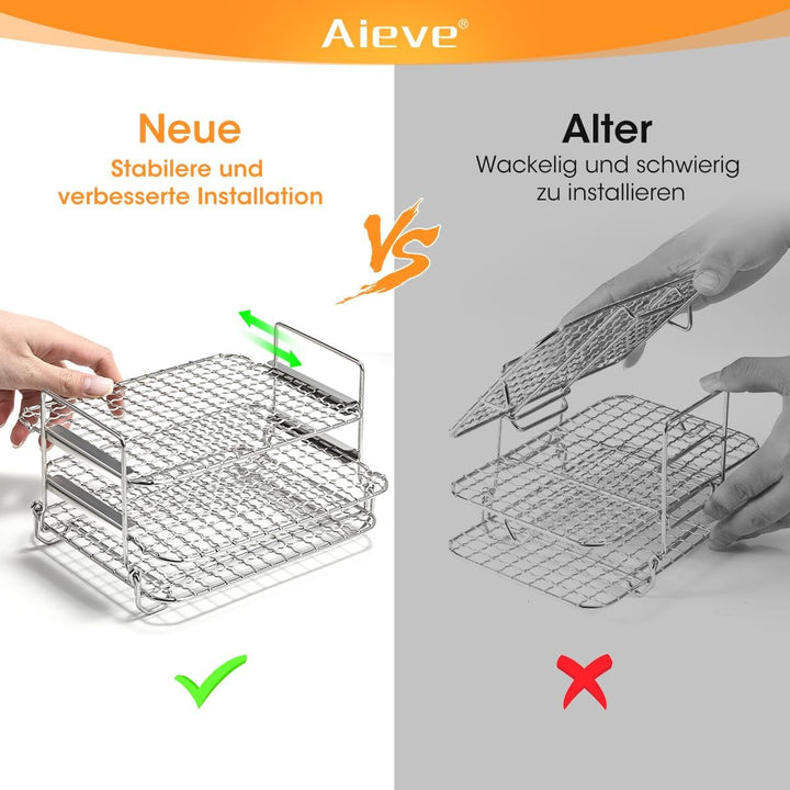 AIEVE Heissluftfritteuse Grillrost kompatibel mit Ninja Foodi Heissluftfritteuse AF400EU 9,5L Multif