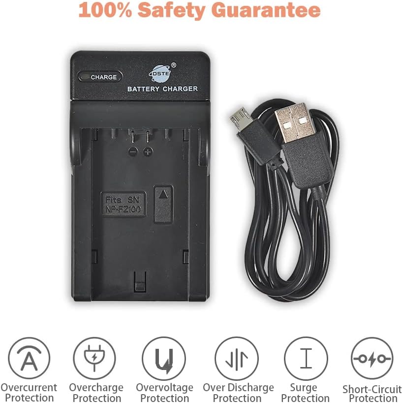 DSTE NP-FZ100 Li-Ionen Batterie (2 Stück) und Micro USB Ladegerät Kompatibel für Sony A6700 A7R3 A7R