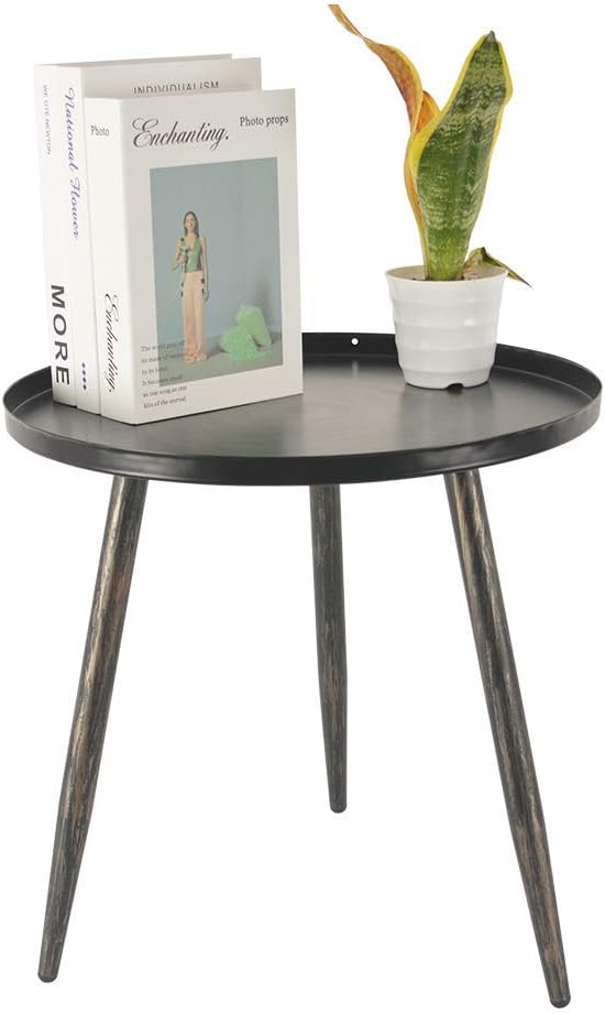 H JINHUI Beistelltisch aus Metall, 45 cm, für Wohnzimmer, rundes Sofaende, Couchtisch, Snack-Tisch,