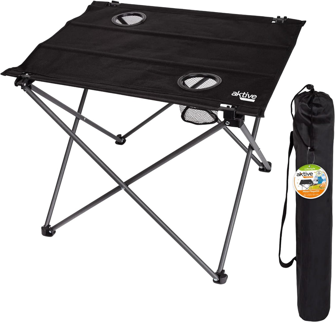 AKTIVE 52843-Klapptisch Textil 61x53x51 cm Camping, Metallrohr + Polyester, rot